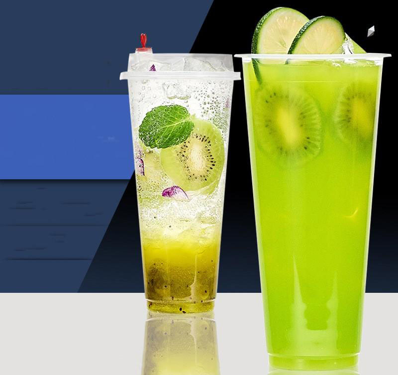 700ML /24oz Juice Coffee Milky Tea Disposable Plastic For Party Weddings Desserts Drinking Cups with Lid Free shipping