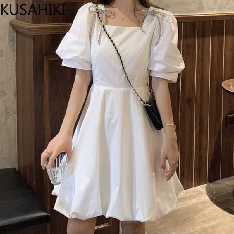 Kusahiki Sweet Bowknot Square Collar Woman Dress Puff Sleeve Slim High Waist Vestidos Femme Summer Korean Dresses 6H466 210602, White
Kusahiki Sweet Bowknot Square Collar Woman Dress Puff Sleeve Slim High Waist Vestidos Femme Summer Korean Dresses 6H466 210602, White