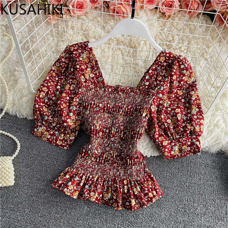 KUSAHIKI Spring Summer Floral Chiffon Blouse Puff Short Sleeve Square Collar Women Shirt Korean Slim Short Tops 6E743 210602, Light yellow
KUSAHIKI Spring Summer Floral Chiffon Blouse Puff Short Sleeve Square Collar Women Shirt Korean Slim Short Tops 6E743 210602, Light yellow
