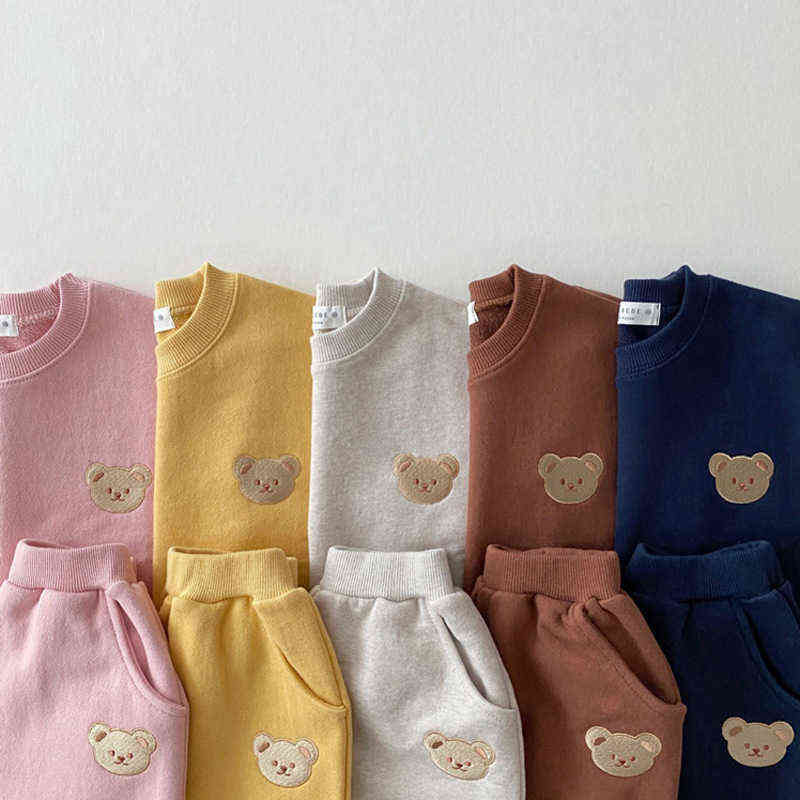 Fashion Toddler Baby Boys Girl Fall Clothes Sets Clothing Set Kids Sports Bear Sweatshirt Pants 2Pcs Suits Outfits 211224