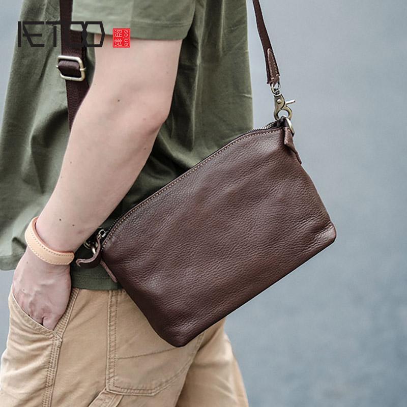 HBP AETOO Plant Tanning Men's Bag, Men's Slantbag Bag, Leather Handbag, Men's Cowhide Retro Casual Bag