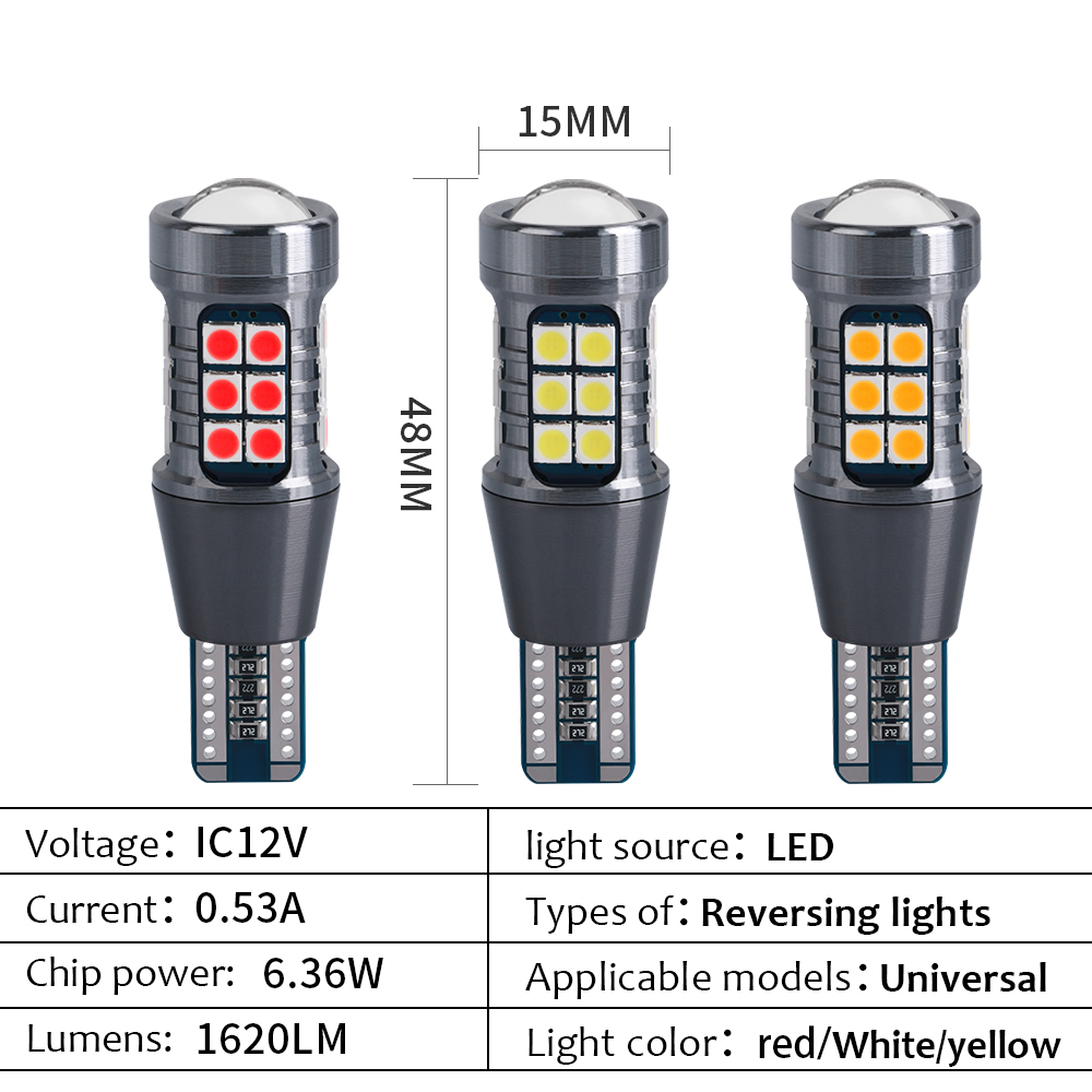 2PCS NEW T15 912 W16W WY16W Super Bright 3030 LED Auto Brake Bulb Backup Reverse Lamp Car Daytime Running Light Turn Signals 12V
