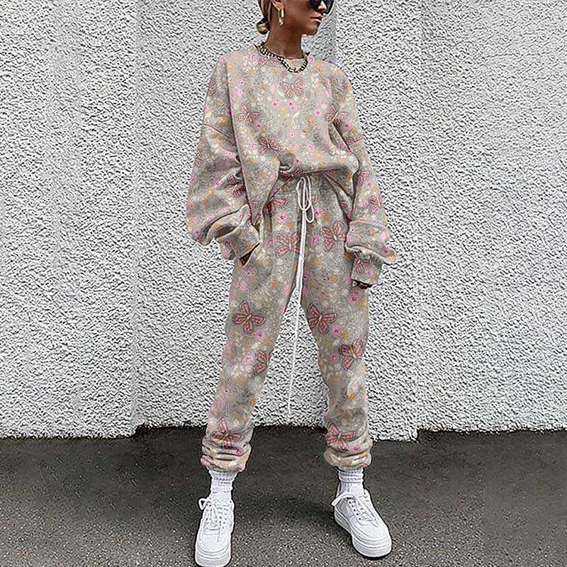 Autumn Sets For Women Fashion Pullover Top + Long Pants Sports Suit Casual Female Streetwear Sweatshirt Outfit 210709