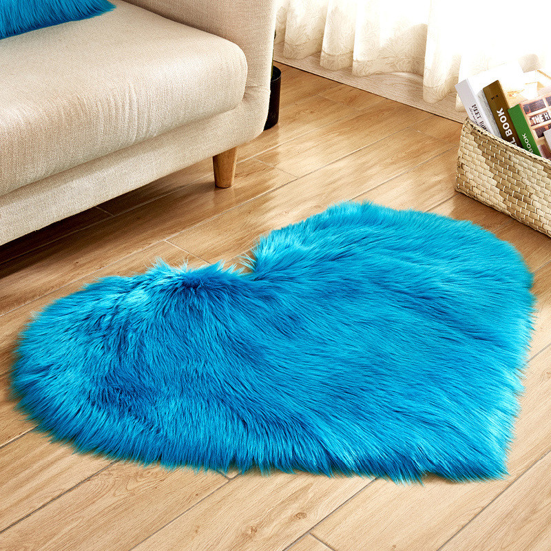 Plush Heart Shaped Mat 40*50cm 50*60cm Living Room Office Imitation Wool Carpet Bedroom Soft Home Non Slip Rugs H260226
