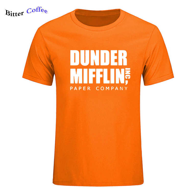 Men Short Sleeve The Office TV Show Dunder Mifflin Paper T-Shirt O- Neck Tee Shirts For Print Cotton T Shirt 210629