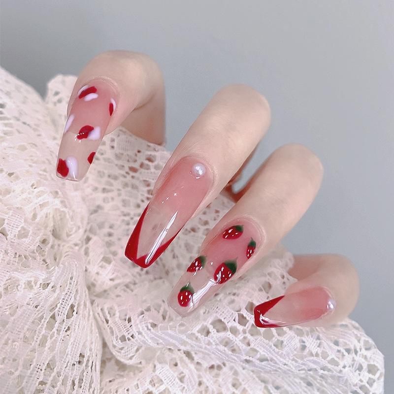 False Nails Fake Press On Strawberry Printed Nail Patch Glue Type Removable Long Paragraph Fashion Manicure Full Cover Art Tools, As pic
False Nails Fake Press On Strawberry Printed Nail Patch Glue Type Removable Long Paragraph Fashion Manicure Full Cover Art Tools, As pic