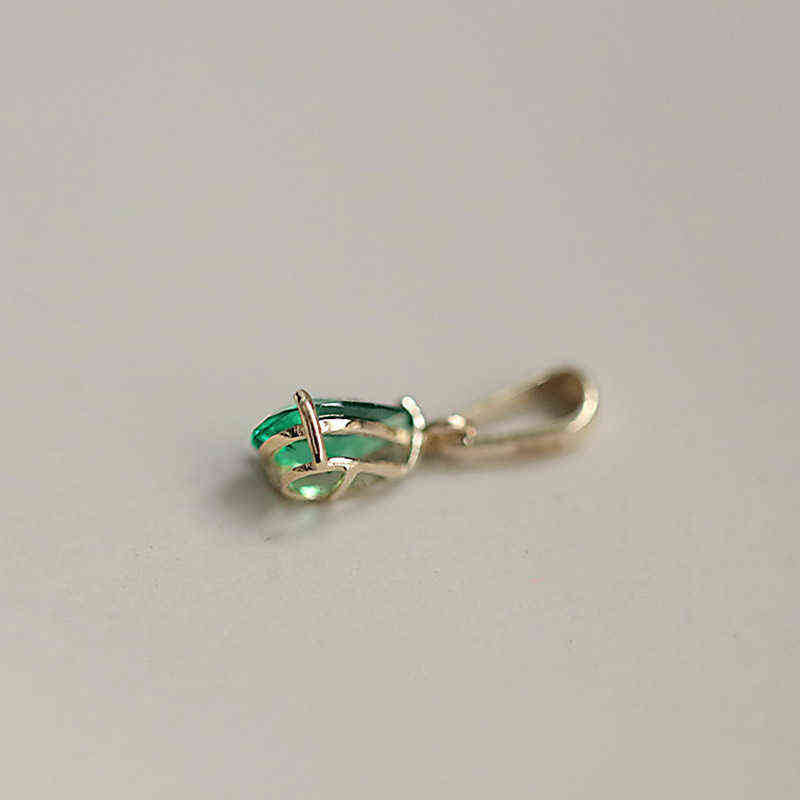 925 Sterling Silver Plated 14K Necklace White Green Zircon Water Drop Pendant Necklace for Women Wedding Jewelry Y220223