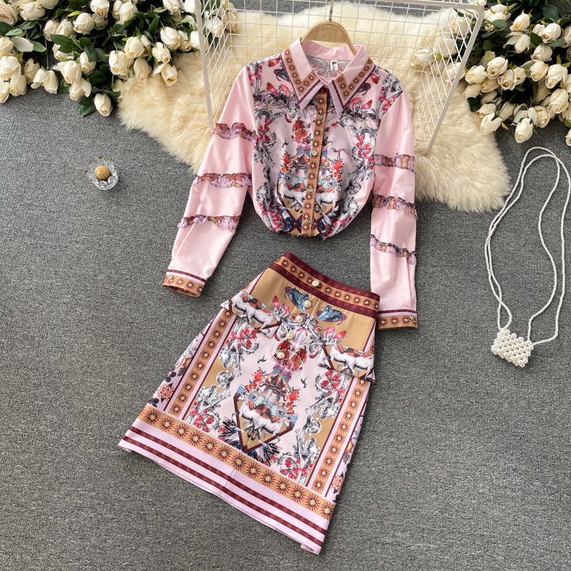 DEAT Women Lapel Long Sleeve Printing Skirt Arrivals Short Two Piece Set Fashion Temperament Spring Summer 11D590 210709, Pink
DEAT Women Lapel Long Sleeve Printing Skirt Arrivals Short Two Piece Set Fashion Temperament Spring Summer 11D590 210709, Pink