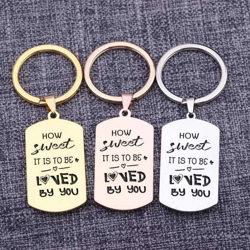 Keychains How Sweet It Is To Be Loved By You Engraved Dog Tag Pendant Stamped Keyring Bag Charms Stainless Steel Girfriend Gift
Keychains How Sweet It Is To Be Loved By You Engraved Dog Tag Pendant Stamped Keyring Bag Charms Stainless Steel Girfriend Gift