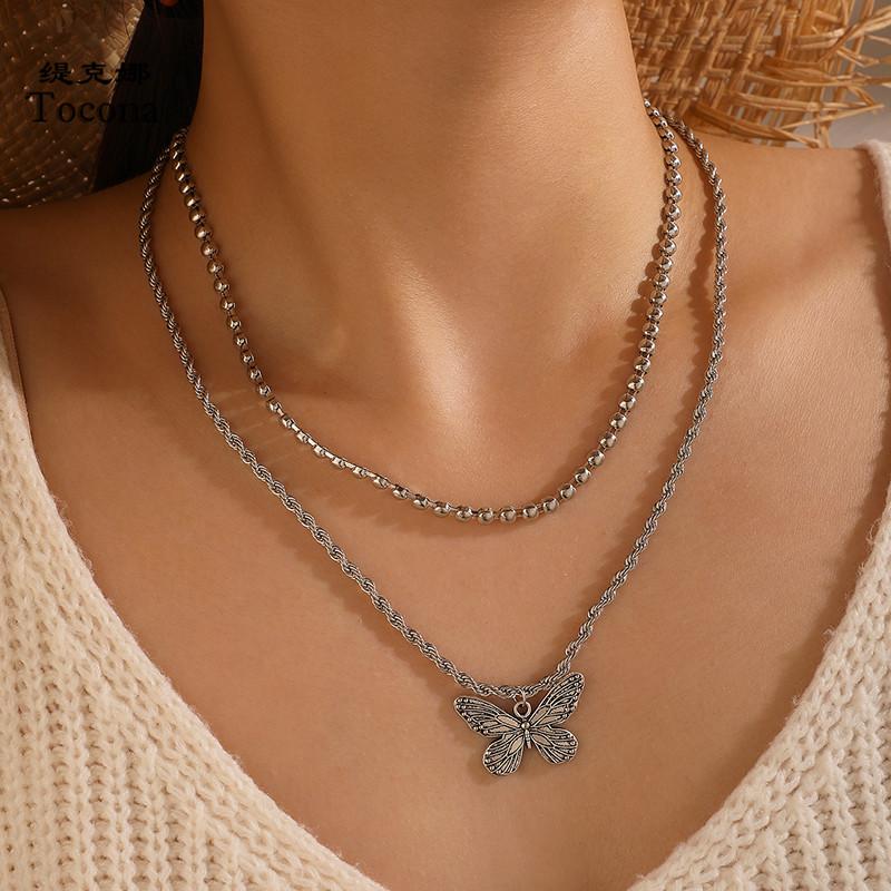 Pendant Necklaces Bohemian Butterfly Necklace For Women Silver Color Alloy Metal Multilayer Chain Choker Jewelry Gift 14749
Pendant Necklaces Bohemian Butterfly Necklace For Women Silver Color Alloy Metal Multilayer Chain Choker Jewelry Gift 14749