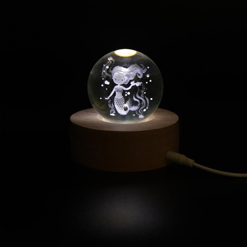 Night Lights 5V USB 3D Crystal Ball Engraving Mermaid Light Romantic Round Beech Wood Base For Bedroom Bedside Decor As Birthday GIFT
Night Lights 5V USB 3D Crystal Ball Engraving Mermaid Light Romantic Round Beech Wood Base For Bedroom Bedside Decor As Birthday GIFT
