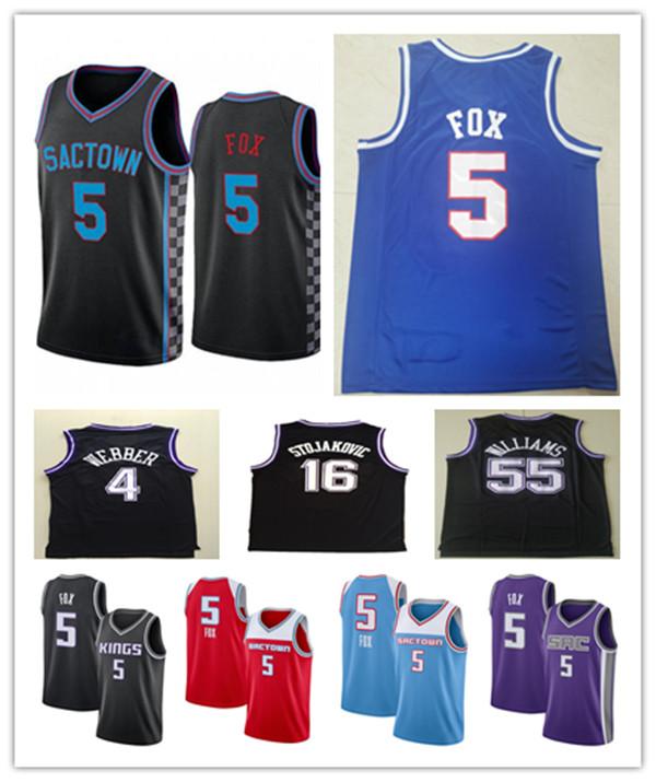 High quality Mens City Basketball DeAaron 5 Fox Jersey Retro Chris 4 Webber 55 Williams Peja 16 Stojakovic 100% stitched Jersey, Black;red
High quality Mens City Basketball DeAaron 5 Fox Jersey Retro Chris 4 Webber 55 Williams Peja 16 Stojakovic 100% stitched Jersey, Black;red