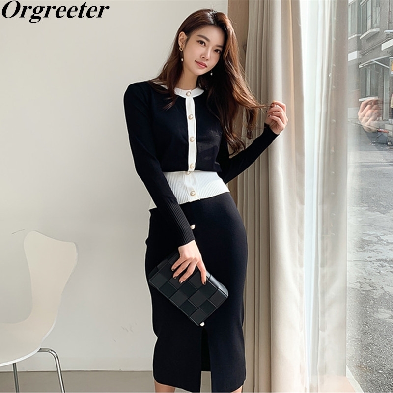 Autumn Winter Colorblock O-Neck Pearl Button Slim Knit Cardigan + High waist Bodycon Mid Skirt Sets OL Elegant Work wear 210525, Pink
Autumn Winter Colorblock O-Neck Pearl Button Slim Knit Cardigan + High waist Bodycon Mid Skirt Sets OL Elegant Work wear 210525, Pink