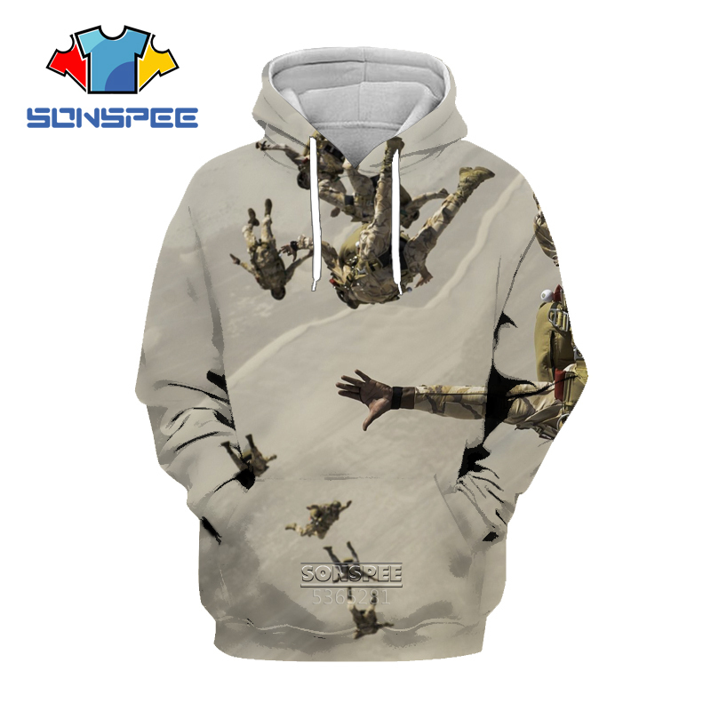 SONSPEE Skydiving 3D Print Men Women Hoodie Hip Hop Excitement Long Sleeve Sweatshirt Coat Paraglider Glider Men's Pullover Tops 201113