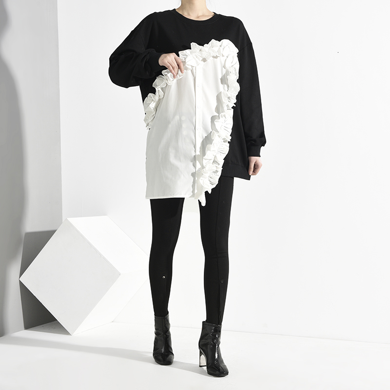LANMREM fashion female's long sleeve shirt women hoodies Vestido 201203