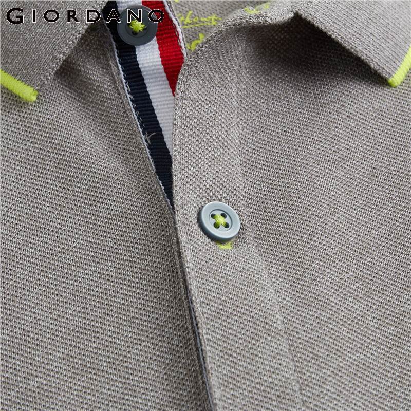 Giordano Men Polos Contrast Color Pique Short Sleeve Polo Shirt Turn Down Collar Side Vents At Hem Camisa Polo 01010392 210308
