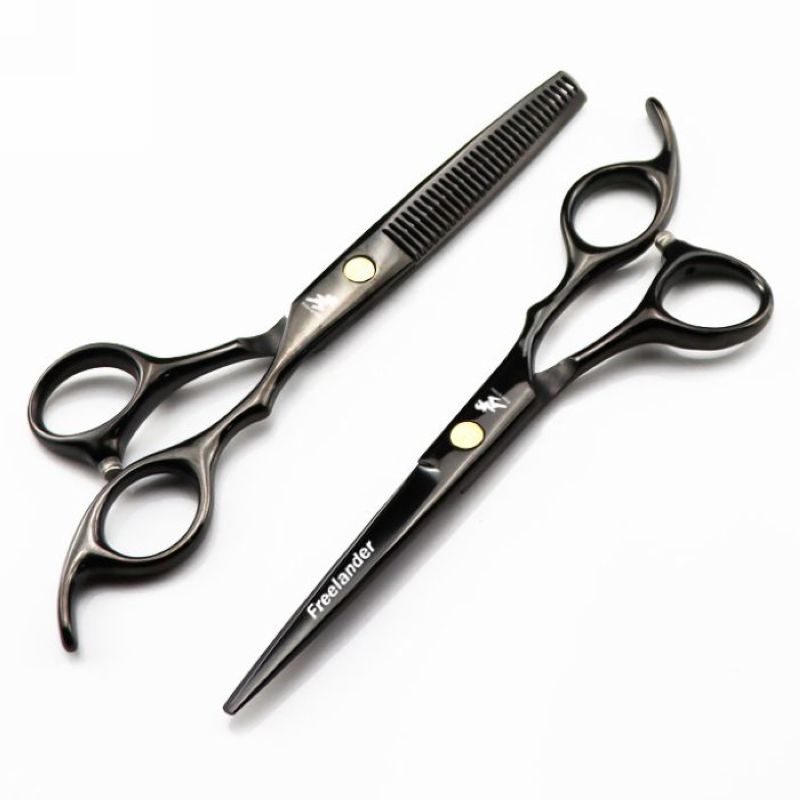 FREELANDER 5.5 inch/6.0 inch black hair scissors cutting / thinning scissors with comb and leather case
