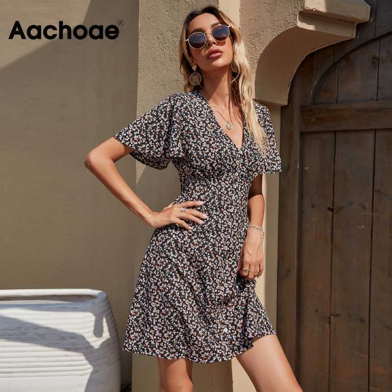 Aachoae Summer Elegant A Line Dress V Neck Floral Print Mini Dress Flare Short Sleeve Button Party Dress Vestido De Mulher Y0603, White
Aachoae Summer Elegant A Line Dress V Neck Floral Print Mini Dress Flare Short Sleeve Button Party Dress Vestido De Mulher Y0603, White