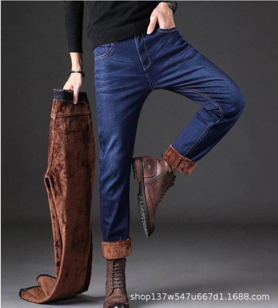 jeans winter business casual Men's elastic Plush thickened loose pants, Blue
jeans winter business casual Men's elastic Plush thickened loose pants, Blue