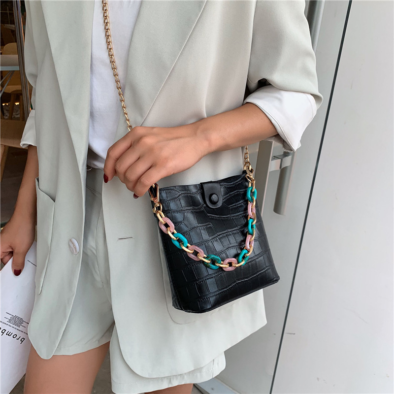 HBP Yellow Fashion Messenger Bag Shoulder Handbag Fashion Trend Personality Solid Color Acrylic Chain Urban Handbags