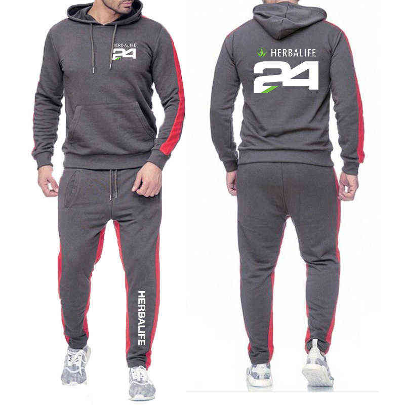HERBALIFE 24 Printing Spring Autumn Man's 2021 New Sweatshirts Sweatpants Set Male Casual Customize Cotton Hoodie Trousers Suit G1217