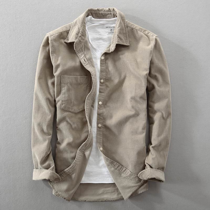 Shirt men's inner cotton corduroy inch shirt long sleeve fashion handsome casual loose coat spring and summer, White;black
Shirt men's inner cotton corduroy inch shirt long sleeve fashion handsome casual loose coat spring and summer, White;black