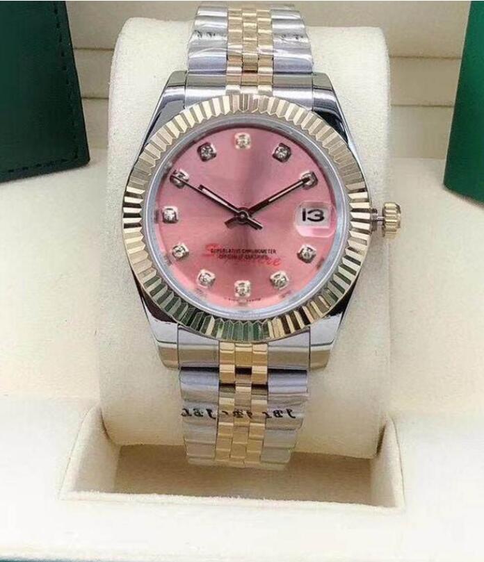 With Box High quality gold fashion mens womens watch Mechanical automatic date 36MM bezel Sapphire Ladies dress watches Stainless steel bracelet Casual Wristwatch, Waterpoof 30m
With Box High quality gold fashion mens womens watch Mechanical automatic date 36MM bezel Sapphire Ladies dress watches Stainless steel bracelet Casual Wristwatch, Waterpoof 30m