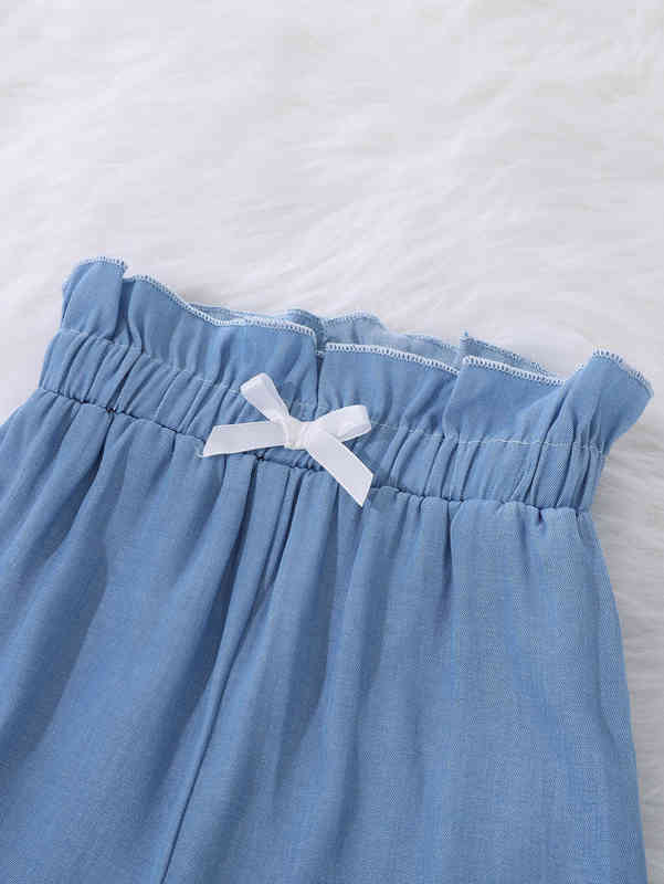 Baby Girl Bow Detail Paper Bag Waist Jeans SHE