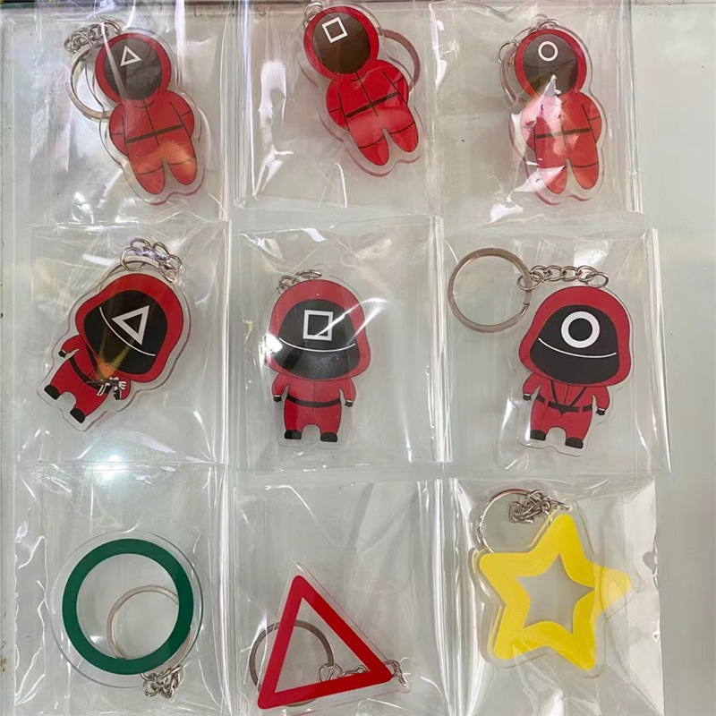 Squid game mask key chain Korean squid li Zhengzai same pendant