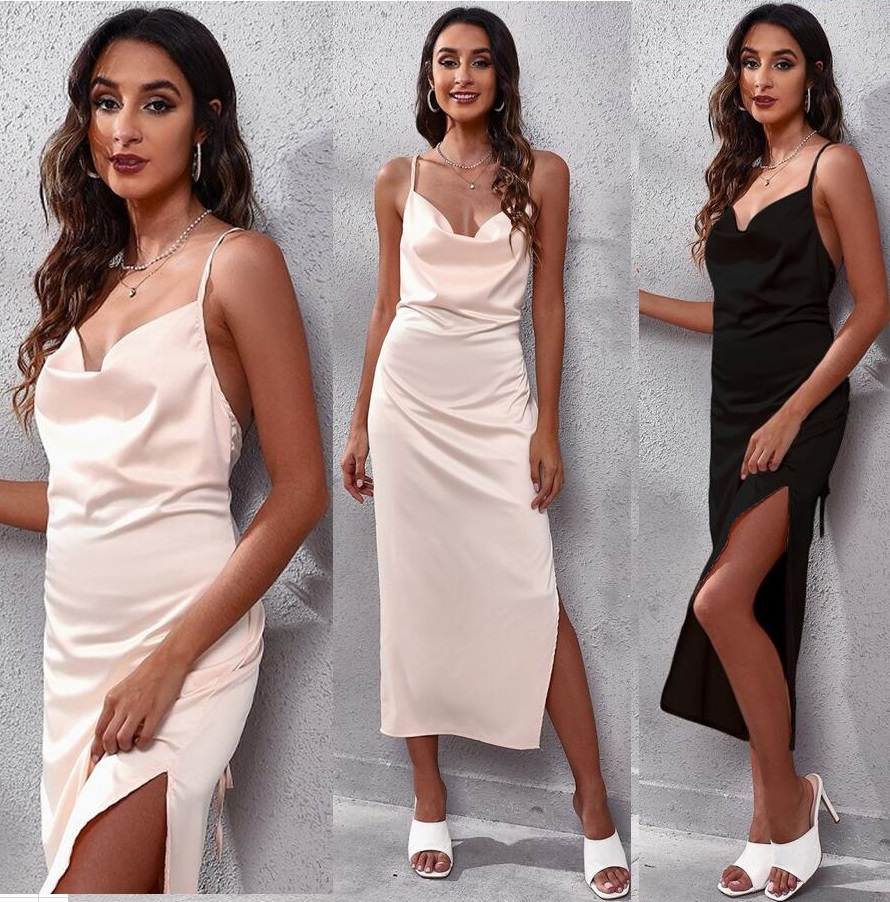 Silk dresses party evening dress Formal Sexy Skinny Women long dress Split Sashes Slim Outfits Casual Fashion Woman Bodycon Skirt Brief thin straps summer slash neck, Black
Silk dresses party evening dress Formal Sexy Skinny Women long dress Split Sashes Slim Outfits Casual Fashion Woman Bodycon Skirt Brief thin straps summer slash neck, Black