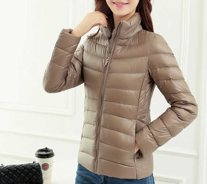 Women Plus Size ultra casual light winter warm duck down jacket Zipper coats Stand Collar slim Outwear suit Parka Feminino tops 210819