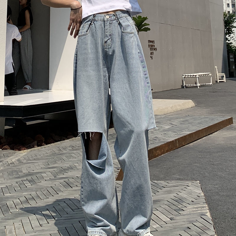 2021 Highwaisted Brim Full Length Hip Hip-hop Cotton Loose Retro Chic Cool Hole Women's Girls Denim New Pants Qpzj, Light blue
2021 Highwaisted Brim Full Length Hip Hip-hop Cotton Loose Retro Chic Cool Hole Women's Girls Denim New Pants Qpzj, Light blue
