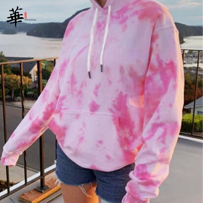 Rainbow Hoodies Women Sweatshirt Oversize Tie Dye Hoodie Streetwear Pullover Spring Autumn Casual Women Sweatshirts Hoddies Tops 201102
