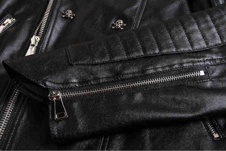 Men Leather Jacket PU Clothing Boutique Punk Leather Jacket Men Skull Motorcycle Leather Jacket Multi Zippers Slim Fit M-5XL 211111