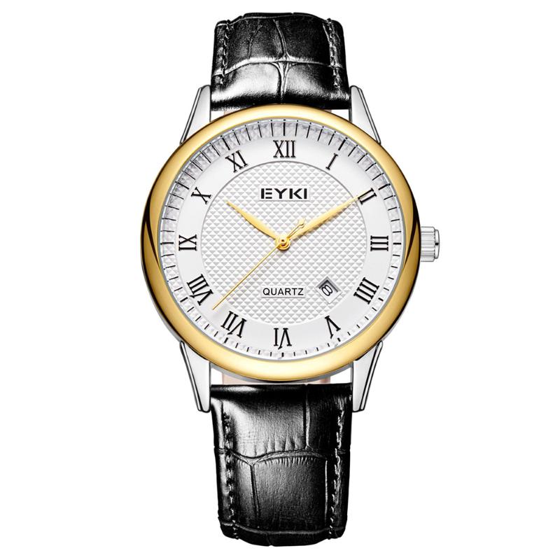 

Wristwatches Eyki Brand Men's Wrist Watches Casual Fashion Roman Scale Genuine Leather Strap Quartz Watch Ladies Dress Clock Men, 5378