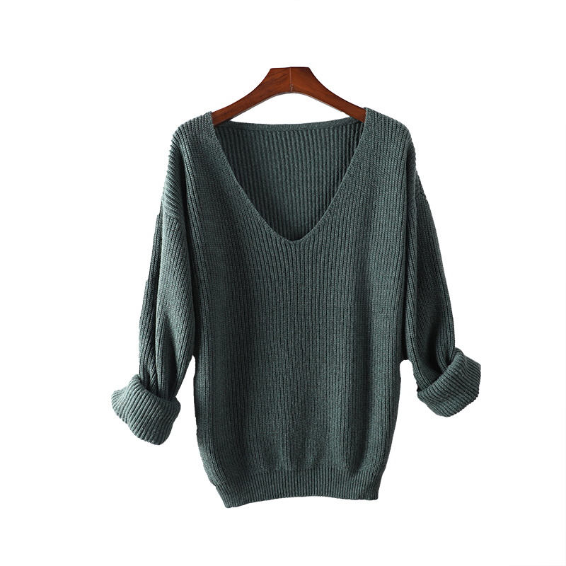 New Fashion Sweater Merino Wool Cashmere For Women Pure Colors Sweaters V-Neck Europe United States Ladies Pullover Knitted 210218