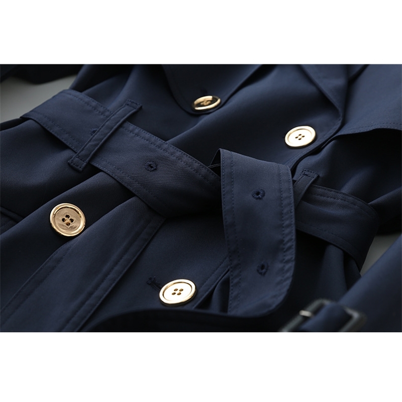 Obrix 3 Casual Style Female Spring Trench V-Neck Double Breasted Full Sleeve Pockets Belt Trench For Women 210218