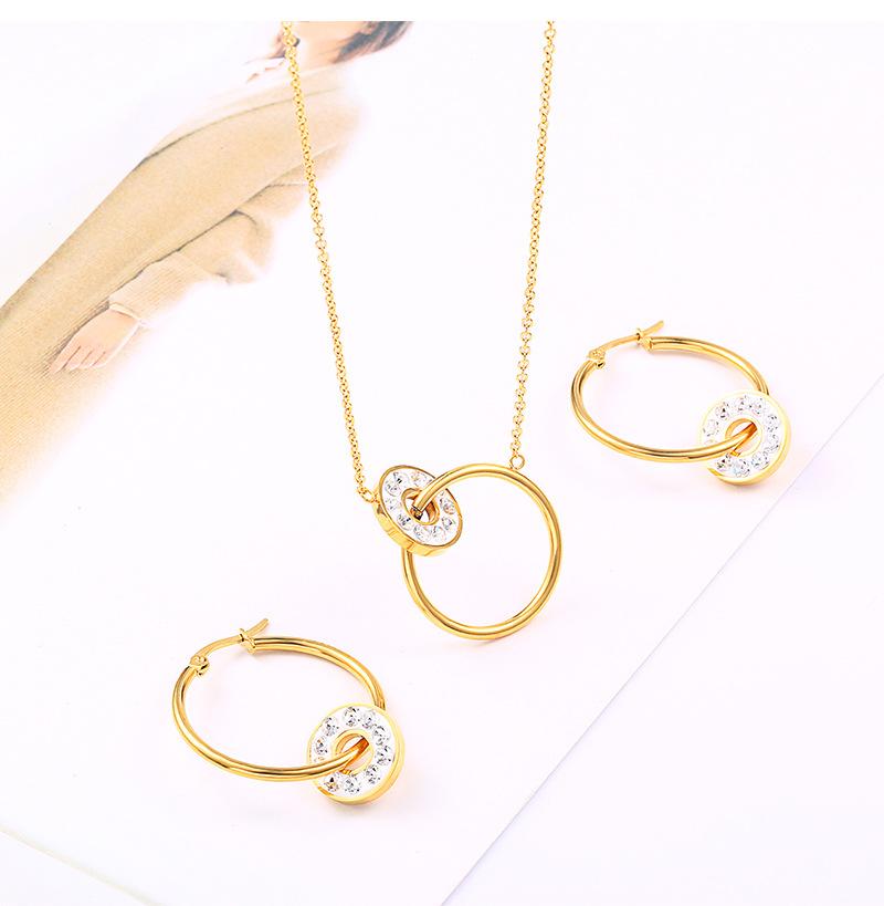 Earrings & Necklace Fashion Stainless Steel Crystal Round Circle Jewelry Sets Gold Color Wedding Hoop Women Gift, As pic
Earrings & Necklace Fashion Stainless Steel Crystal Round Circle Jewelry Sets Gold Color Wedding Hoop Women Gift, As pic