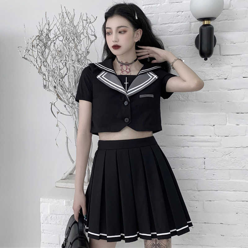 Gothic two piece set summer large size fashion fun Harajuku punk hip-hop female loose Ulzzang Japanese dark Suits & Sets 210608, Black
Gothic two piece set summer large size fashion fun Harajuku punk hip-hop female loose Ulzzang Japanese dark Suits & Sets 210608, Black