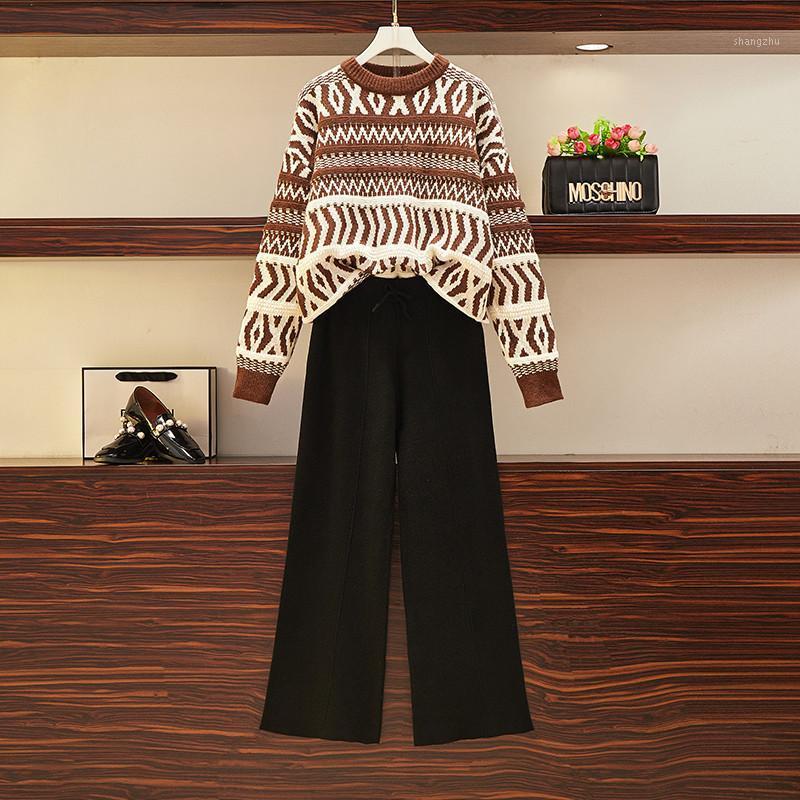 Women's Tracksuits CBAFU Wide Legs Knit Pants Sweater Set Women Autumn Winter 2 Piece Thicken Striped Warm Pullovers Large Size -4XL M006, Red
Women's Tracksuits CBAFU Wide Legs Knit Pants Sweater Set Women Autumn Winter 2 Piece Thicken Striped Warm Pullovers Large Size -4XL M006, Red