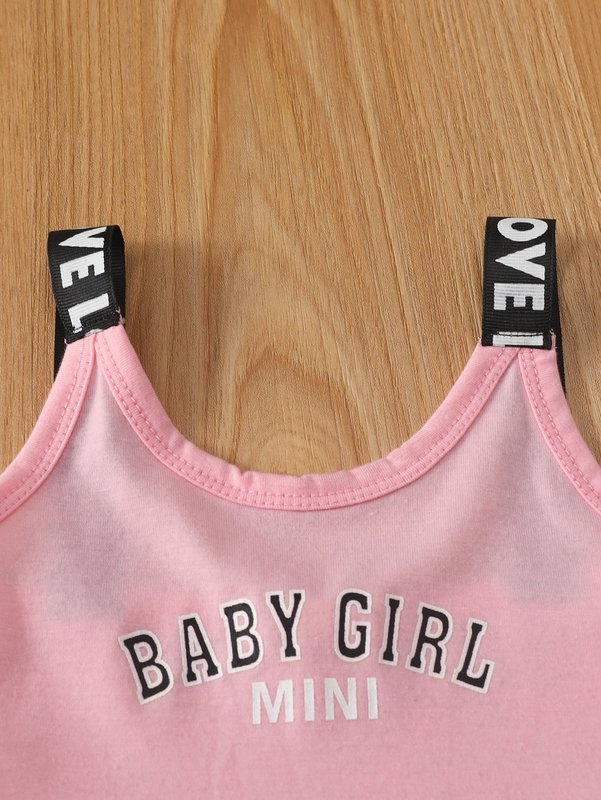Baby Letter Graphic Contrast Tape Cami Dress SHE
