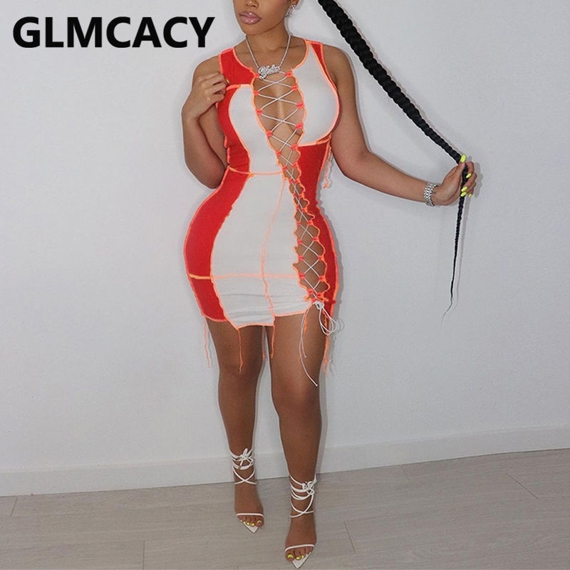 Women Sleeveless Bodycon Mini Dress Slinky Chic Party Club Dresses 210702