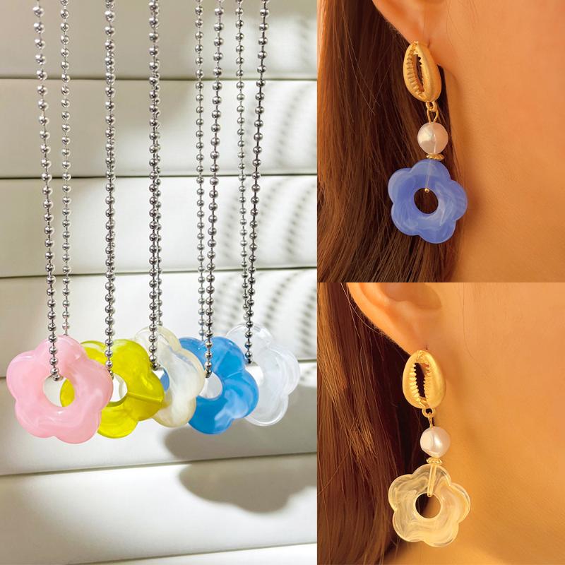 Earrings & Necklace Y2K Candy Color Resin Flower Jewelry Set For Women Girls Korean Geometry Acrylic Pendant Sets Gift Wholesale, Silver
Earrings & Necklace Y2K Candy Color Resin Flower Jewelry Set For Women Girls Korean Geometry Acrylic Pendant Sets Gift Wholesale, Silver