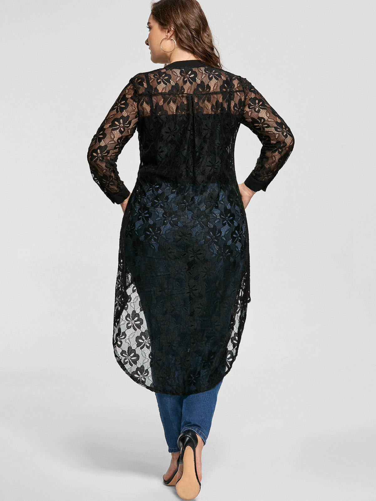 Wipalo Women Plus Size Blouse Autumn Peplum Long Sleeve High Low Lace Shirts Tunic Through Button Up Women Tops And Blouse 5XL T191231