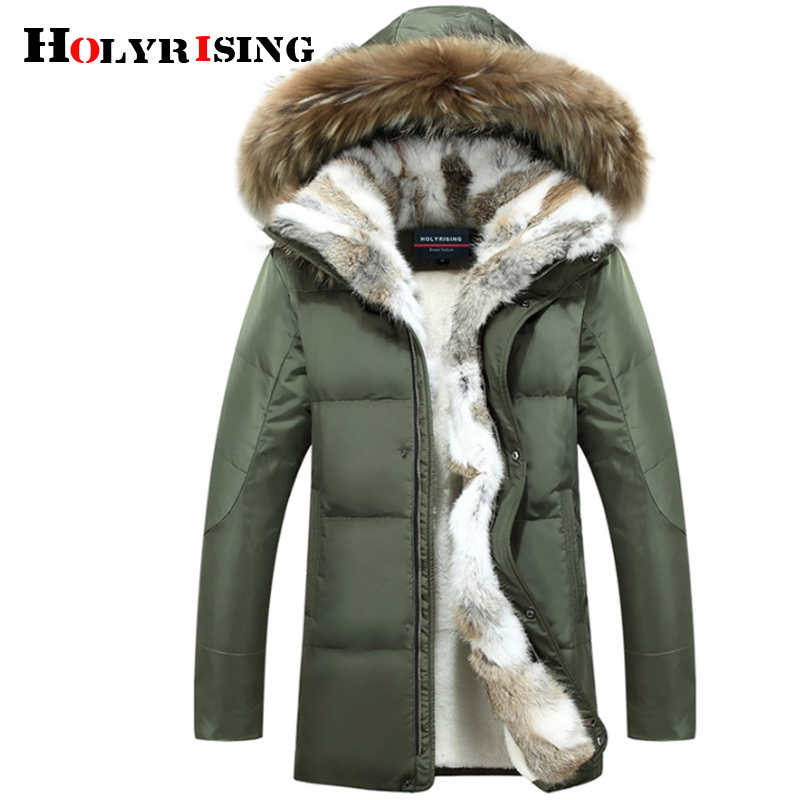Holyrising Men and Women Thick Down Jacket Winter Warm Waterproof Big Raccoon Fur Collar Fit -30 degrees S-5XL size 18640-5 201225