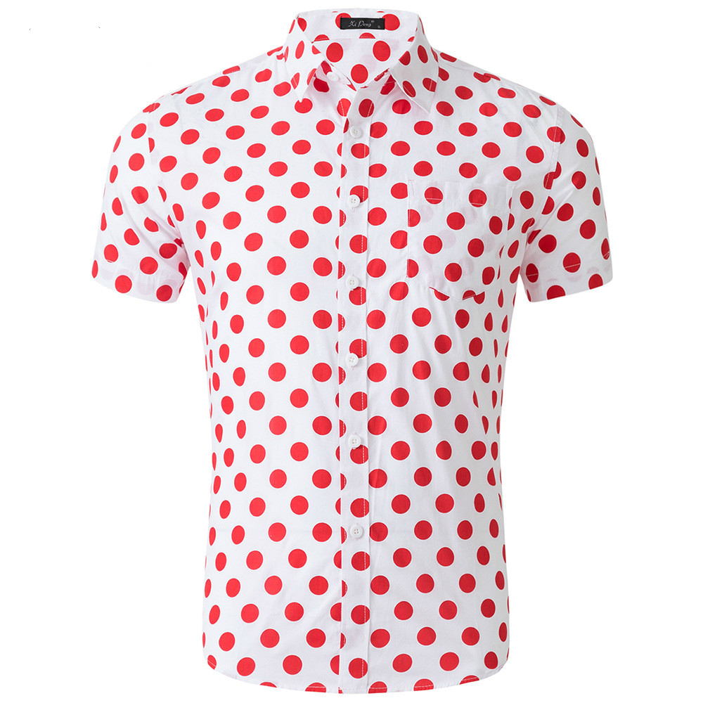 Summer New Men Graffiti Print Shirt Casual Turn-down Collar Short Sleeves Shirt Polka Dot Shirt Mens Clothing Trend T200505