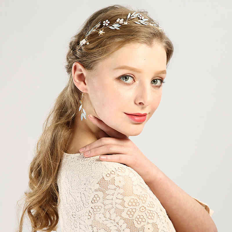 Wedding Hair Jewelry Accessories Special Protein Glass Headdress Gold Flower Crystal Dress Band Bride