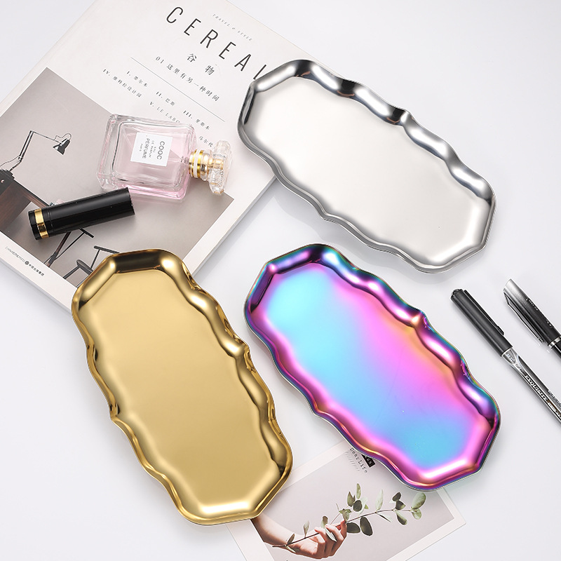 Chic Gold Plate Metal Tray Towel Tray Jewelry Plates