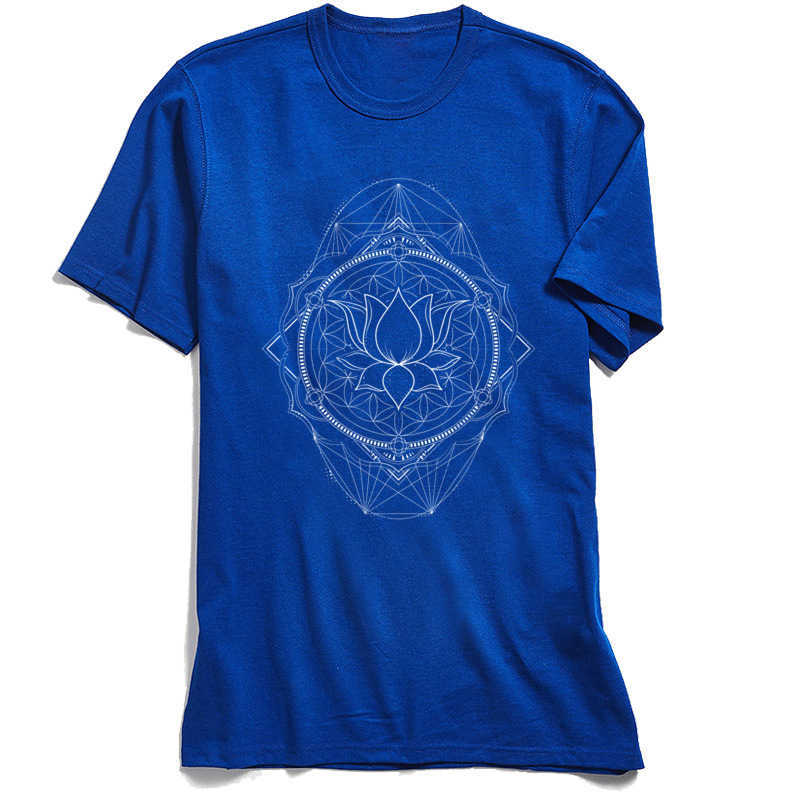 Lotus Of Life T-shirt Men Sacred Geometry T Shirt Gift Tees Crew Neck Pure Cotton Tshirt Short Sleeve Tops Fashion 210629