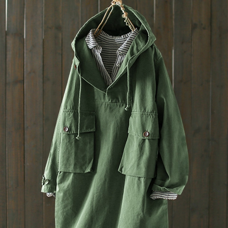 Plus Size Autumn Fashion Solid Hooded Coats Women Casual Lapel Long Sleeve Trench Outwear Female Blusas Tunic Tops 210603, Khaki
Plus Size Autumn Fashion Solid Hooded Coats Women Casual Lapel Long Sleeve Trench Outwear Female Blusas Tunic Tops 210603, Khaki